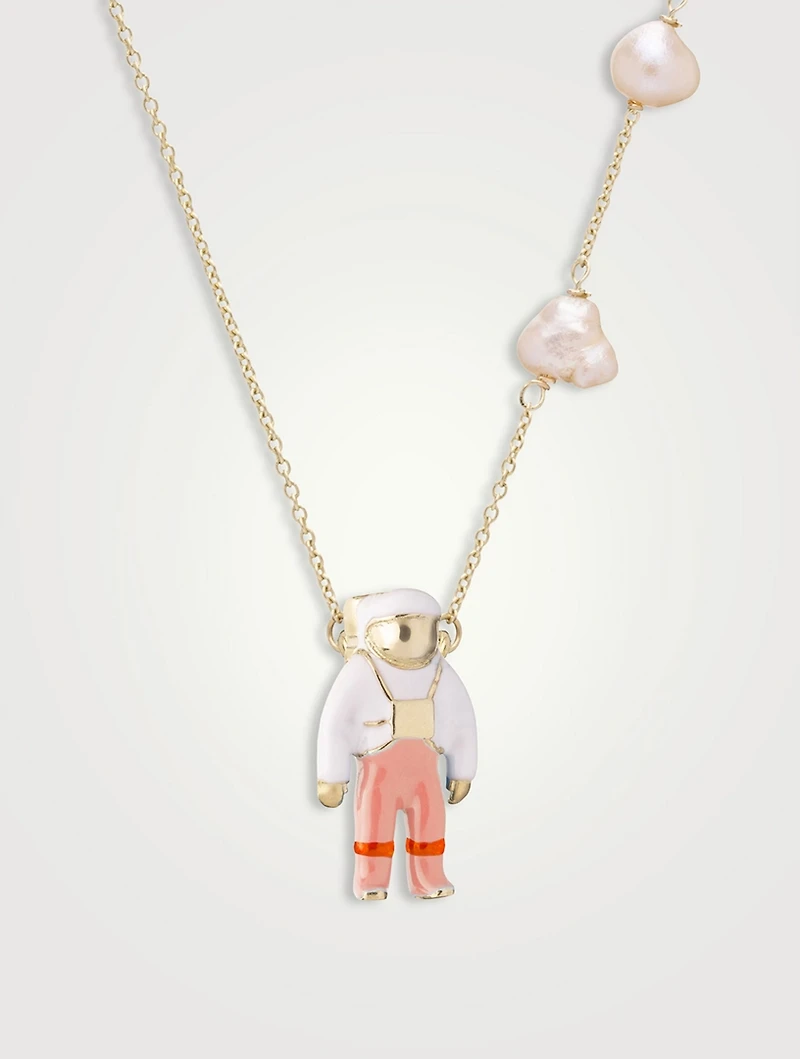 9K Gold Astronauta Perla Pendant Necklace