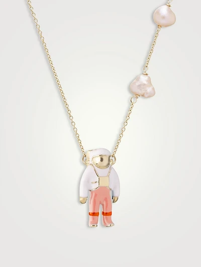 9K Gold Astronauta Perla Pendant Necklace