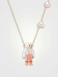 9K Gold Astronauta Perla Pendant Necklace