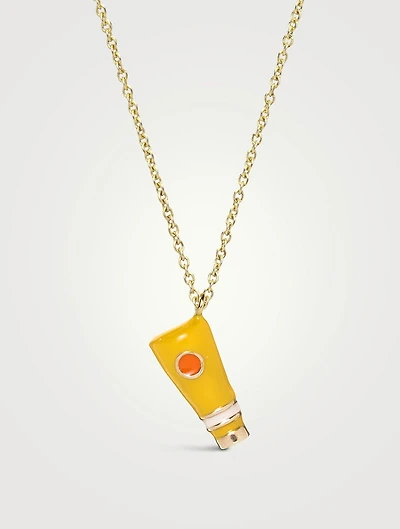 9K Gold Crema Solar Pendant Necklace