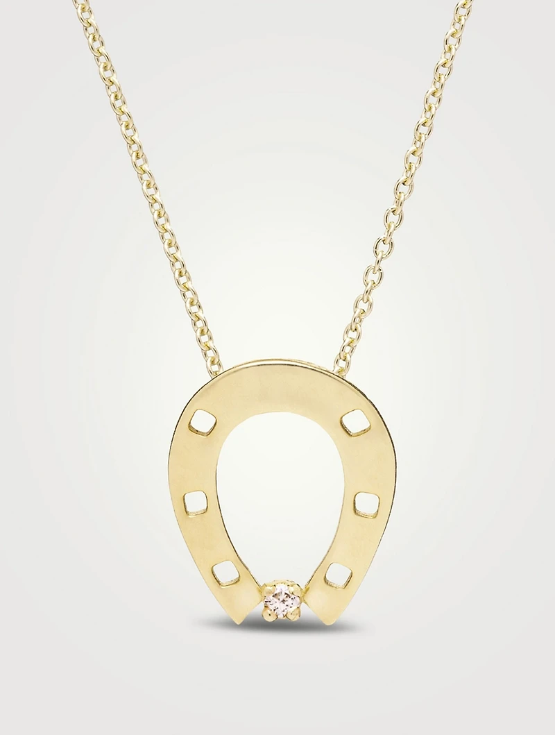 9K Gold Horseshoe Brillante Pendant Necklace With Diamond