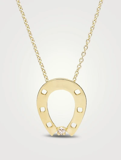 9K Gold Horseshoe Brillante Pendant Necklace With Diamond