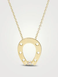 9K Gold Horseshoe Brillante Pendant Necklace With Diamond