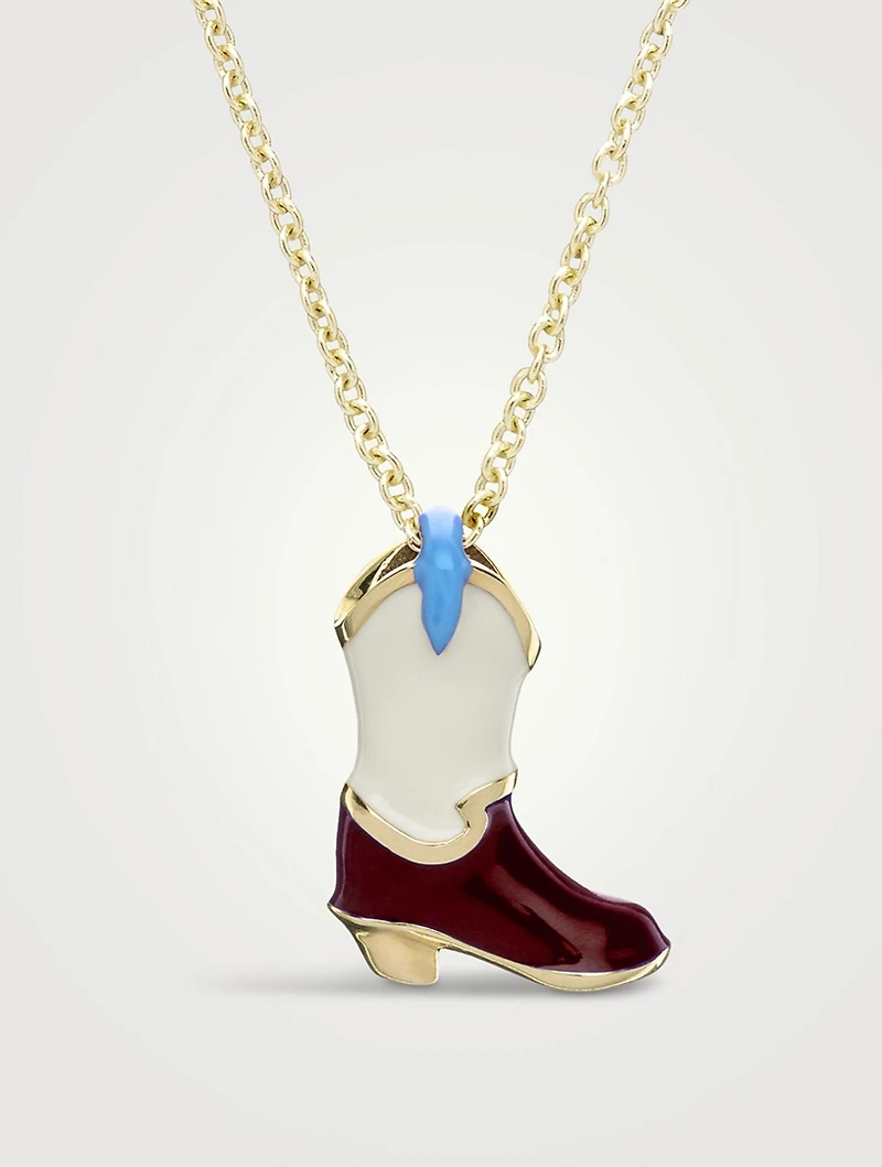 9K Gold Cowboy Boot Pendant Necklace
