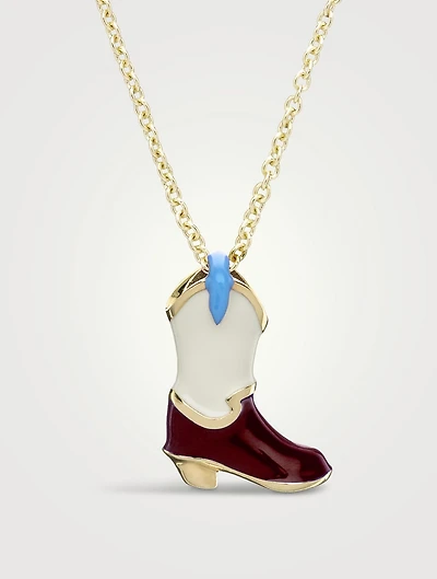 9K Gold Cowboy Boot Pendant Necklace