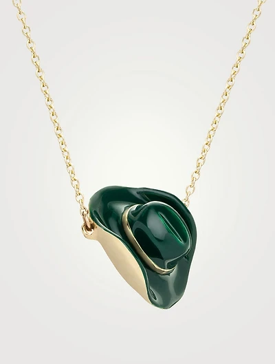 9K Gold Cowboy Hat Pendant Necklace