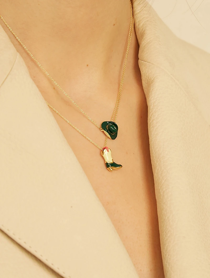 9K Gold Cowboy Hat Pendant Necklace