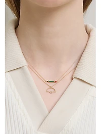 9K Gold Pencil Enamel Pendant Necklace