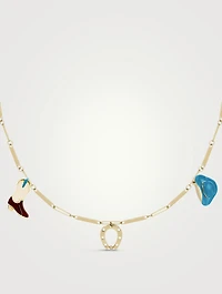 9K Gold Deco Tubitos Cowboy Charm Necklace