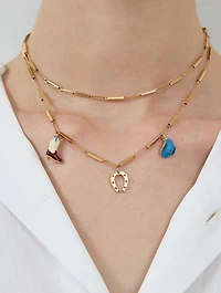 9K Gold Deco Tubitos Cowboy Charm Necklace