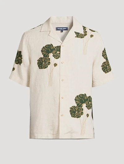 Roberto Linen SS Shirt Linear Floral Print