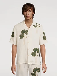 Roberto Linen SS Shirt Linear Floral Print