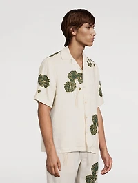Roberto Linen SS Shirt Linear Floral Print