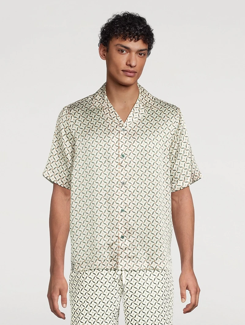 Roberto Silk SS Shirt Lotus Print