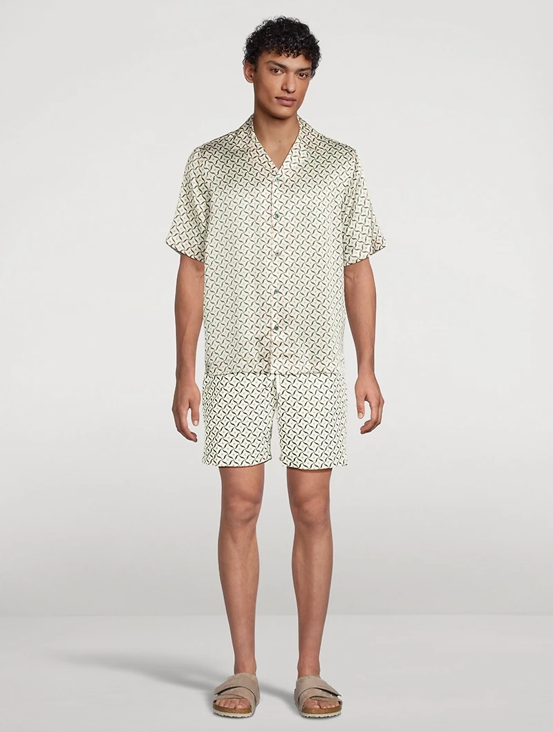 Roberto Silk SS Shirt Lotus Print