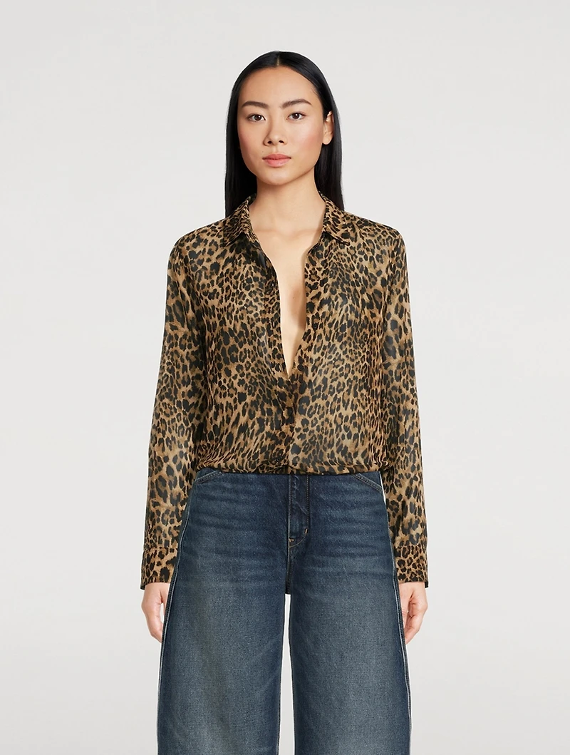 Gaia Silk Shirt Leopard Print