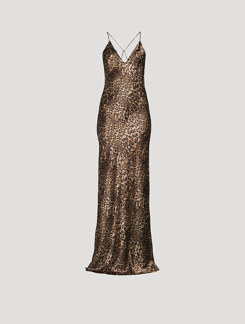 Ira Silk Gown Leopard Print
