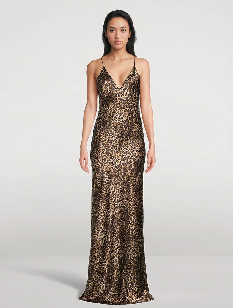 Ira Silk Gown Leopard Print