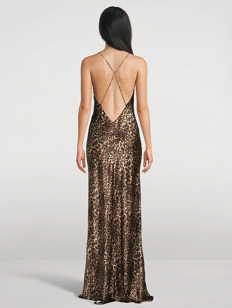 Ira Silk Gown Leopard Print