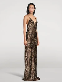 Ira Silk Gown Leopard Print
