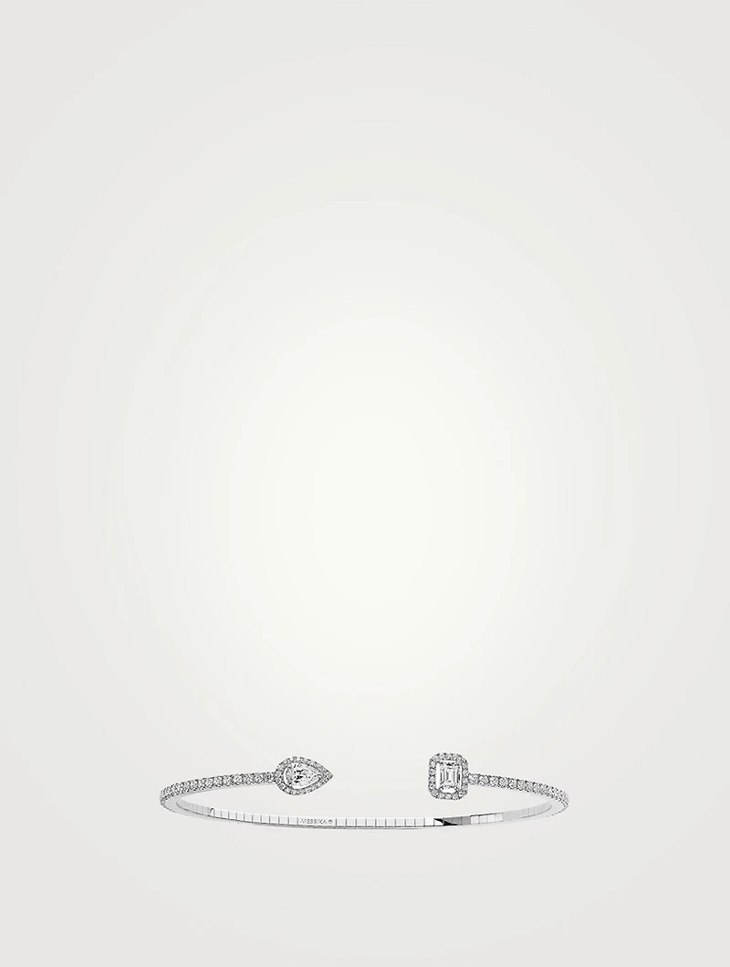 My Twin White Gold Skinny Bangle Bracelet With Diamonds