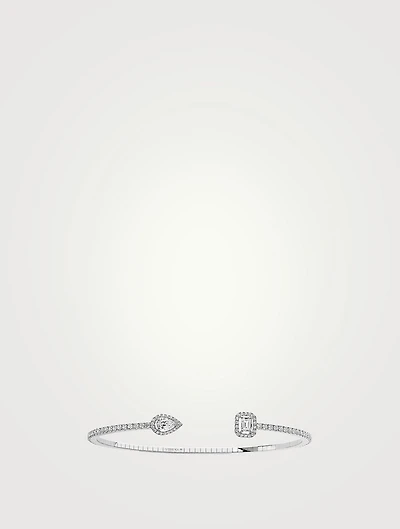 My Twin White Gold Skinny Bangle Bracelet With Diamonds