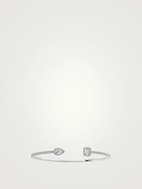 My Twin White Gold Skinny Bangle Bracelet With Diamonds