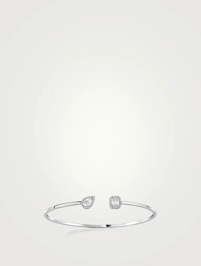 My Twin Toi & Moi White Gold Thin Bangle Bracelet With Diamonds