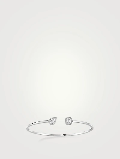 My Twin Toi & Moi White Gold Thin Bangle Bracelet With Diamonds