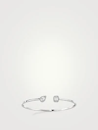 My Twin Toi & Moi White Gold Thin Bangle Bracelet With Diamonds