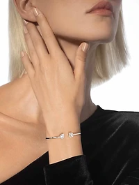 My Twin Toi & Moi White Gold Thin Bangle Bracelet With Diamonds