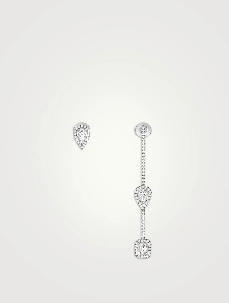 My Twin White Gold Hook And Stud Earrings With Diamonds