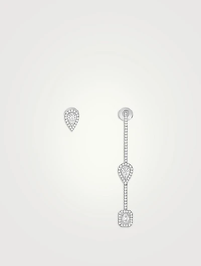 My Twin White Gold Hook And Stud Earrings With Diamonds