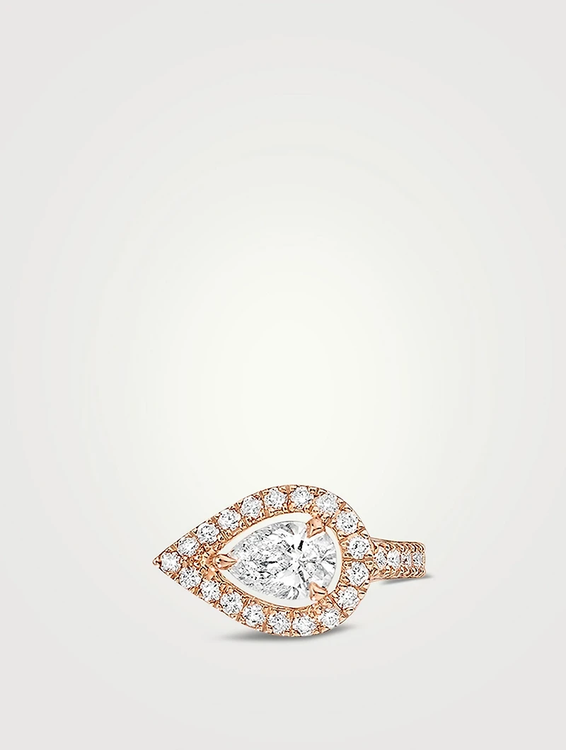 My Twin Top Rose Gold Mono Earring With Pear Diamond