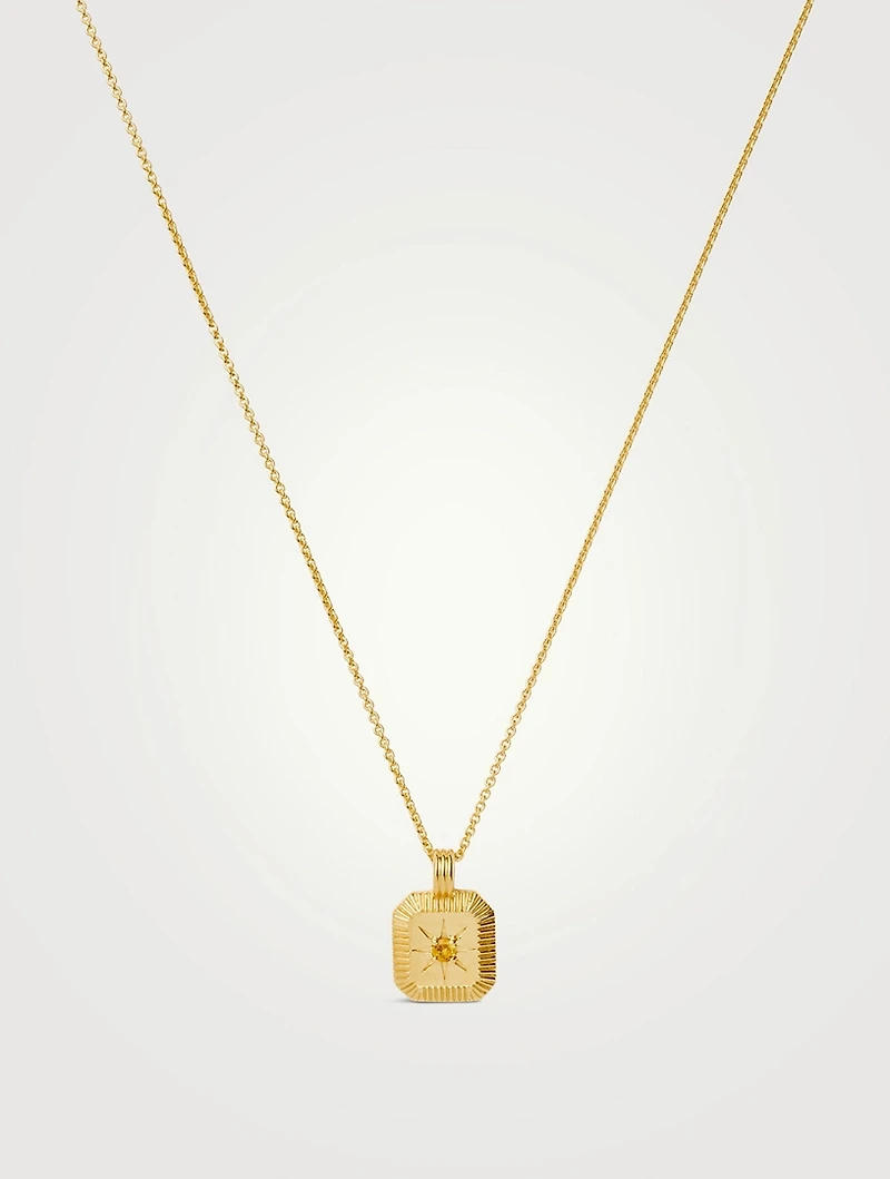 Engravable Citrine November Birthstone Pendant Necklace