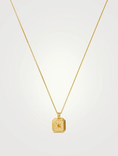 Engravable Citrine November Birthstone Pendant Necklace