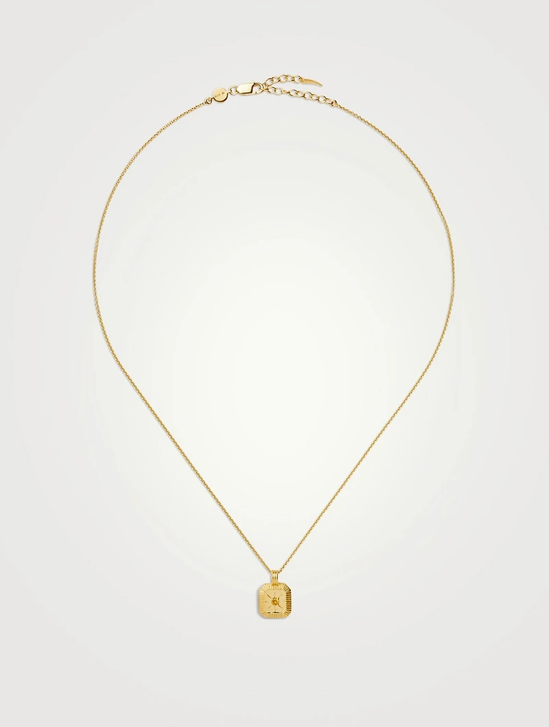 Engravable Citrine November Birthstone Pendant Necklace