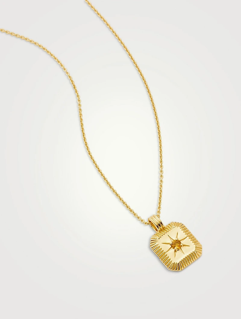 Engravable Citrine November Birthstone Pendant Necklace
