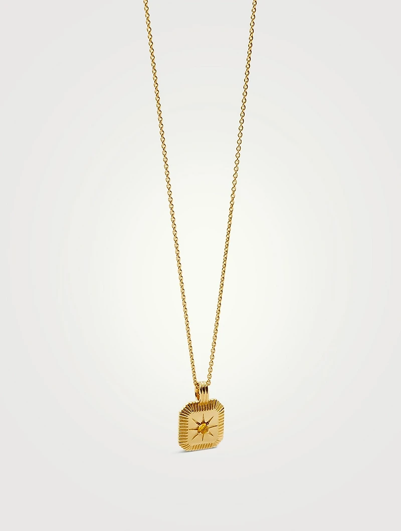 Engravable Citrine November Birthstone Pendant Necklace