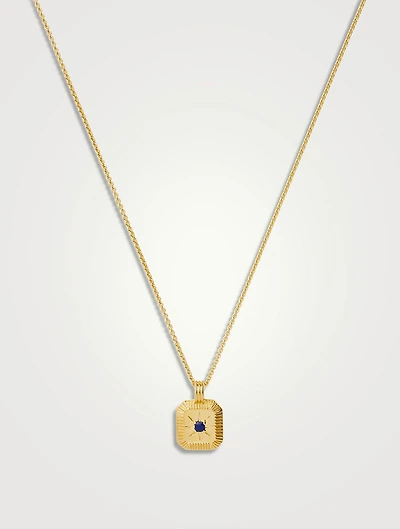 Engravable Lapis September Birthstone Pendant Necklace