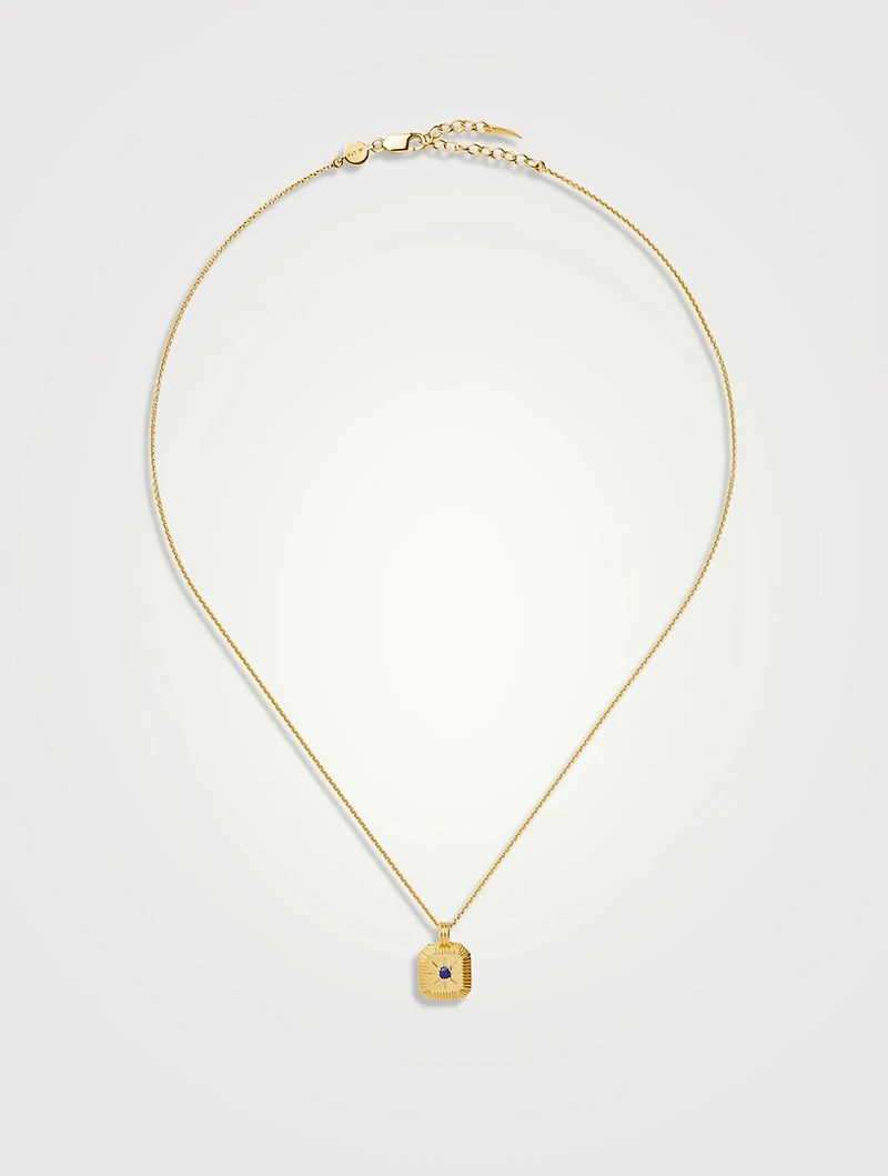 Engravable Lapis September Birthstone Pendant Necklace