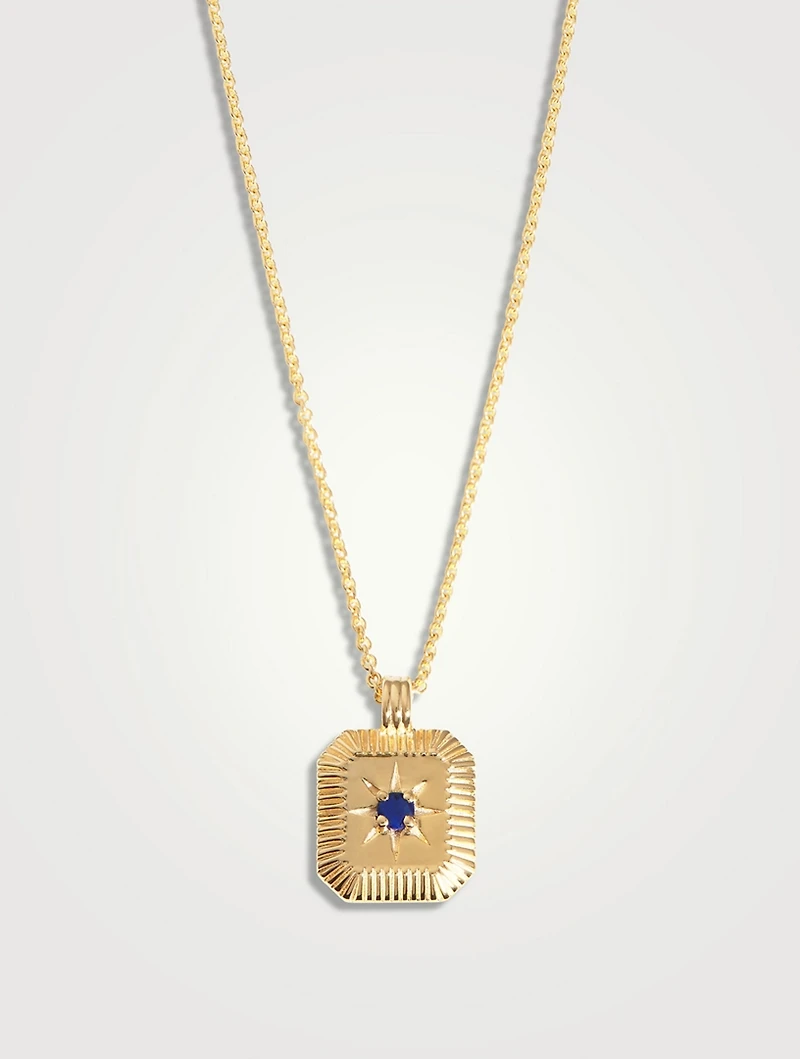 Engravable Lapis September Birthstone Pendant Necklace