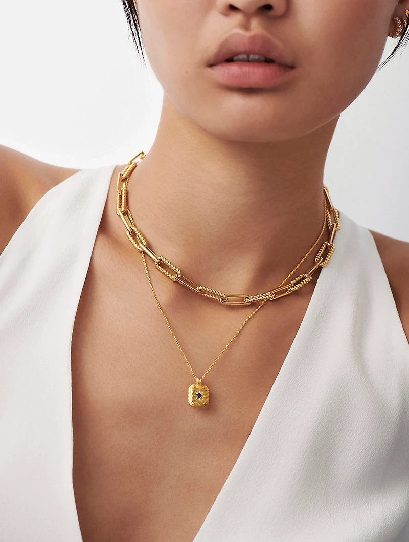 Engravable Lapis September Birthstone Pendant Necklace