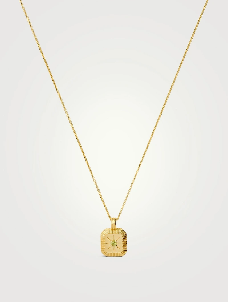 Engravable Peridot August Birthstone Pendant Necklace