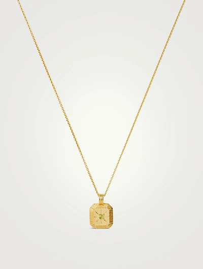 Engravable Peridot August Birthstone Pendant Necklace