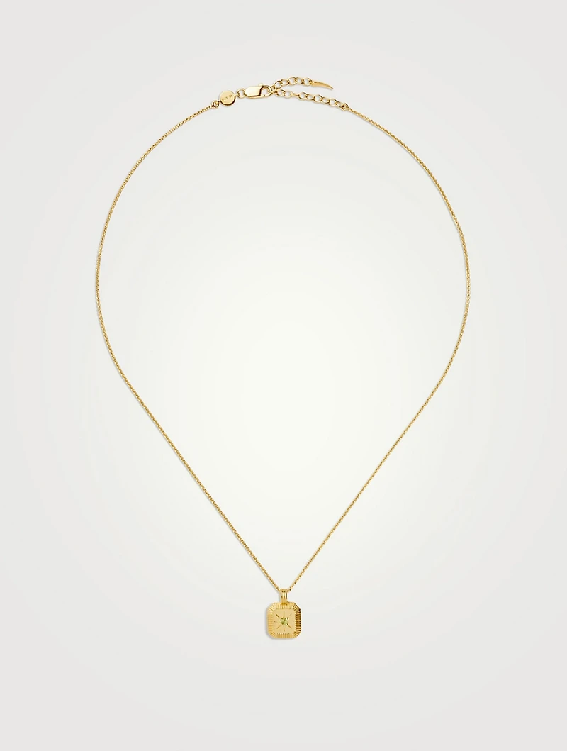 Engravable Peridot August Birthstone Pendant Necklace