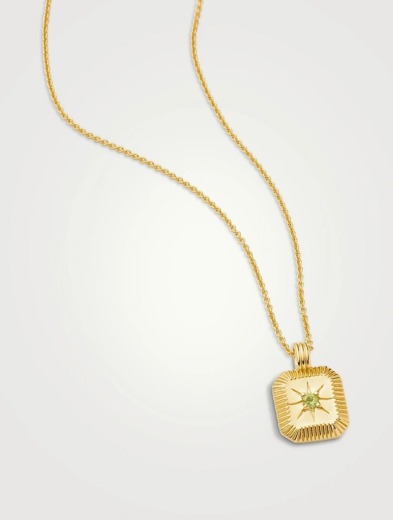Engravable Peridot August Birthstone Pendant Necklace