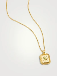 Engravable Peridot August Birthstone Pendant Necklace