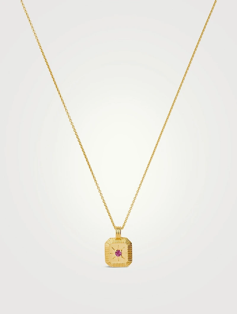 Engravable Pink Tourmaline October Birthstone Pendant Necklace