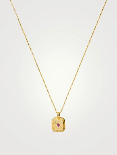 Engravable Pink Tourmaline October Birthstone Pendant Necklace